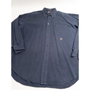 Tommy Hilfiger‎ Vintage Mens Shirt Long Sleeve Cotton Button Down XL XG Solid